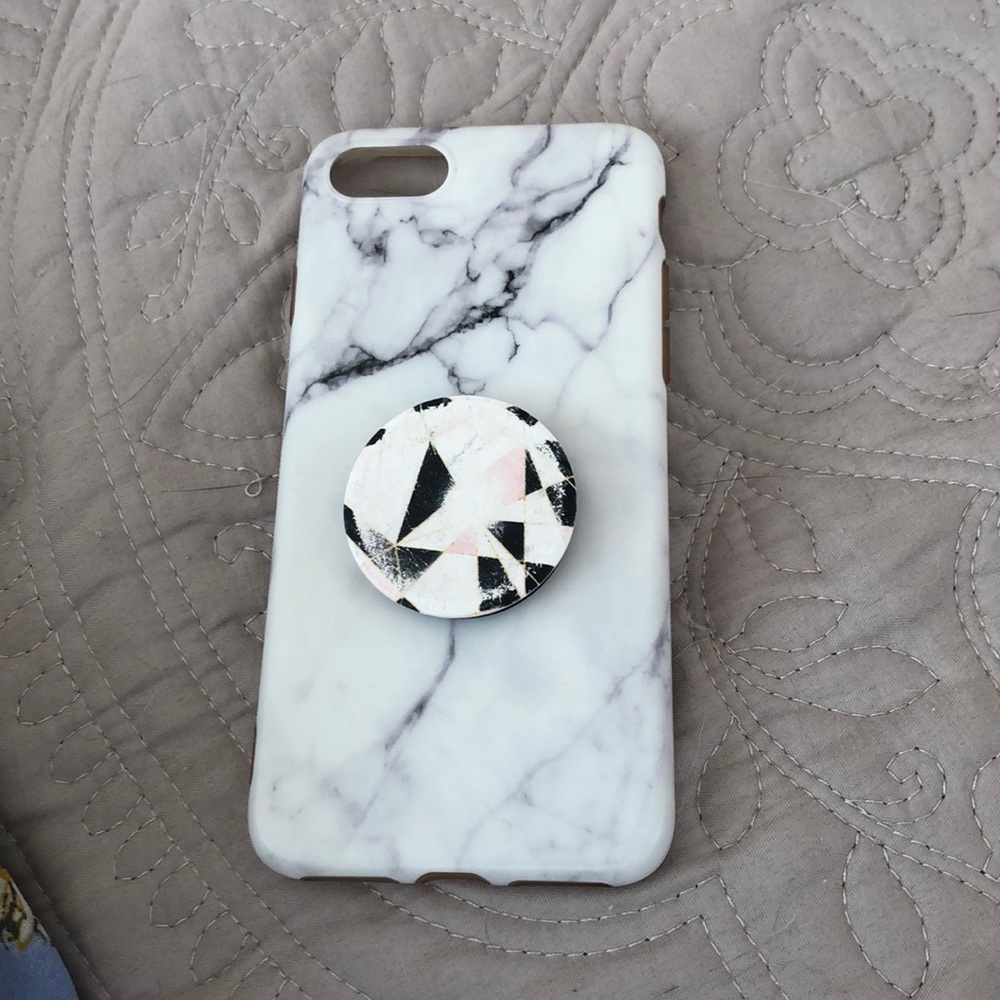 iPhone 8 Marble case with popsocket